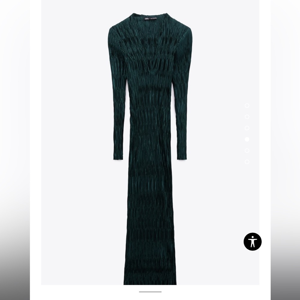 NWT Zara plisse midi column dress long sleeve holiday XS - Picture 5 of 9
